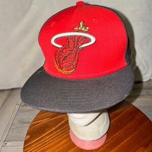 New Era 9Fifty Snapback Miami Heat Youth Hat NBA Hardwood Classics Red Black